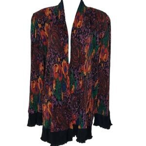 Smart Woman Plisse Pleat Colorful Art To Wear Jacket Cardigan SZ 14